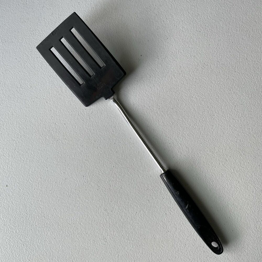 Vintage Ekco Nylon Slotted Spatula Turner Flipper Black Cooking Utensil 12"